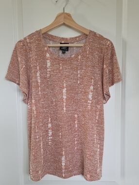 bobeau Rust and Cream Tie-Dye Short Sleeve Crewneck Tee